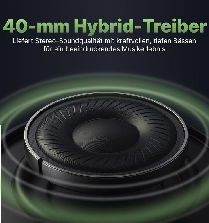 Hmusic MS04 4-Mic Aktive Noise Cancelling-Kopfhörer, 2 Mic ENC, 80H Spielzeit, Over-Ear-Bluetooth-Ko