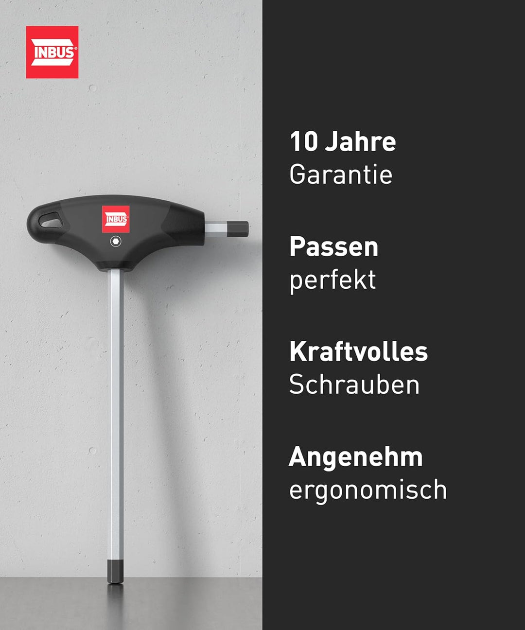 INBUS® 70129 T-Griff Schraubendreher Set 8tlg, 2–10mm, mit HybridTouch — Made in Germany 8× HX (2 –