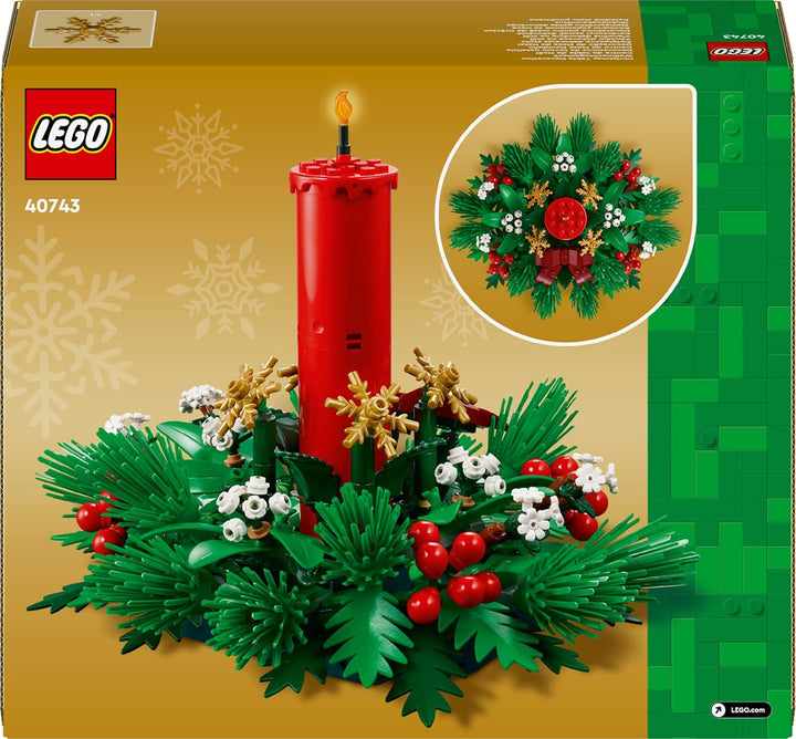 LEGO Weihnachtsgesteck - Spielzeug für Jungen und Mädchen - Modellbau mit roten Beeren, goldenen Ste