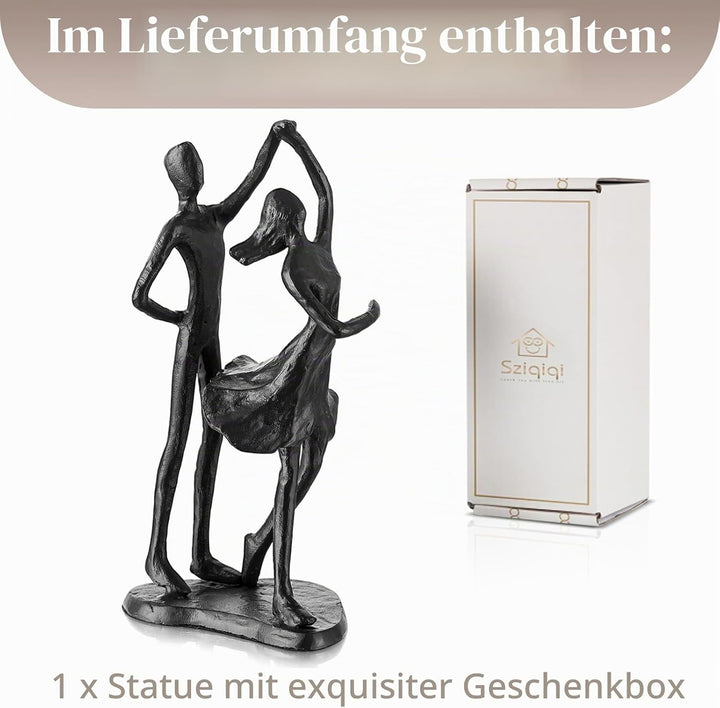 Sziqiqi Eisen 6 Jahrestag Geschenk für Paar - Schwarzes Metall Paar Skulptur Geschenke für Sie Ästhe