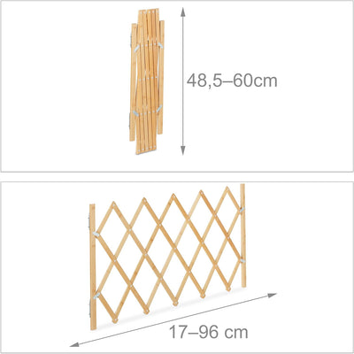 Relaxdays Hundeabsperrgitter, ausziehbar bis 96 cm, 48,5-60 cm hoch, Bambus, Hunde Schutzgitter für