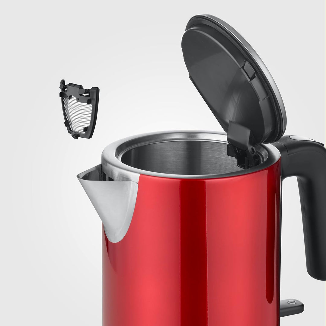 SEVERIN Wasserkocher 1L, elektrischer Wasserkocher mit Wasserstandsanzeige, Kalkfilter, XXL-Öffnung,