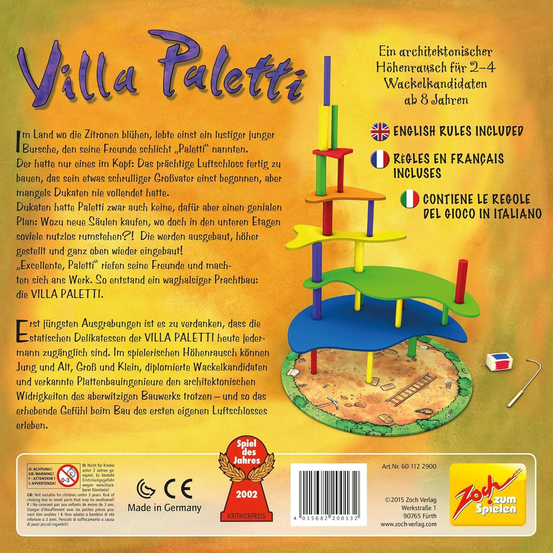 Zoch 601122900 - Villa Paletti - Spiel des Jahres 2002 - ein aussergewöhnliches Bauspiel für die Gan