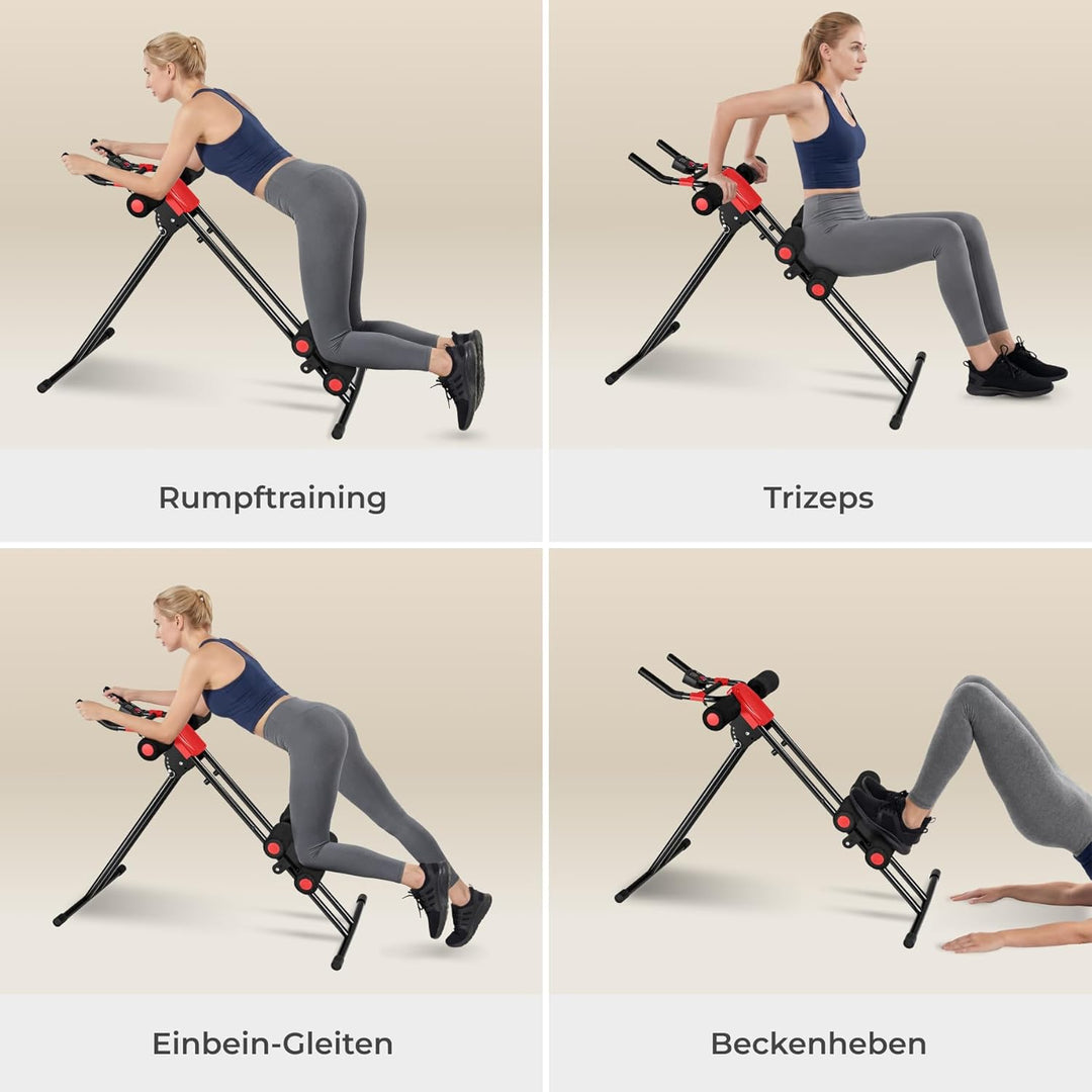 TecTake Bauchtrainer Rückentrainer AB Trainer mit Trainingscomputer | faltbar