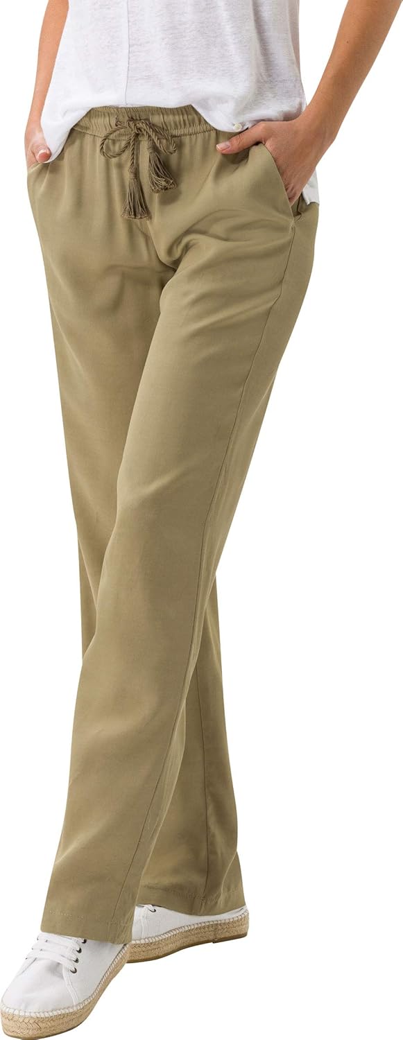 BRAX Damen Style Maine S Verkürzte Leinenhose Hose 38W / 32L Khaki, 38W / 32L Khaki
