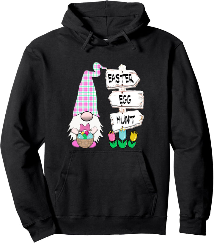 Ostgnom Eiersuche Pastell Frühling Osterei Plaid Hut Pullover Hoodie