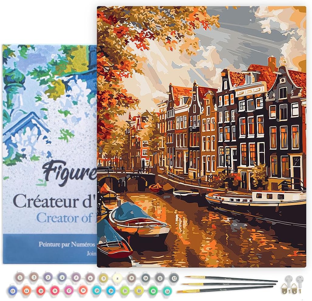 Figured'Art Malen Nach Zahlen Erwachsene Mit Rahmen Sonnenschein in Amsterdam - Paint by Numbers Bas