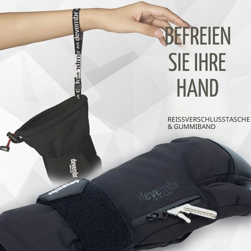 devembr 3-Finger-Skihandschuhe mit Handgelenkschutz, Warme Snowboardhandschuhe für Herren und Damen