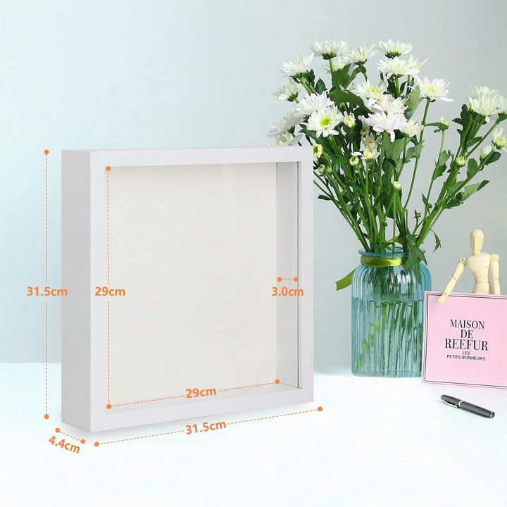 2er 3D Bilderrahmen zum Befüllen,3D Bilderrahmen Tiefer Objektrahmen 30 x 30 cm mit Transparente Ech