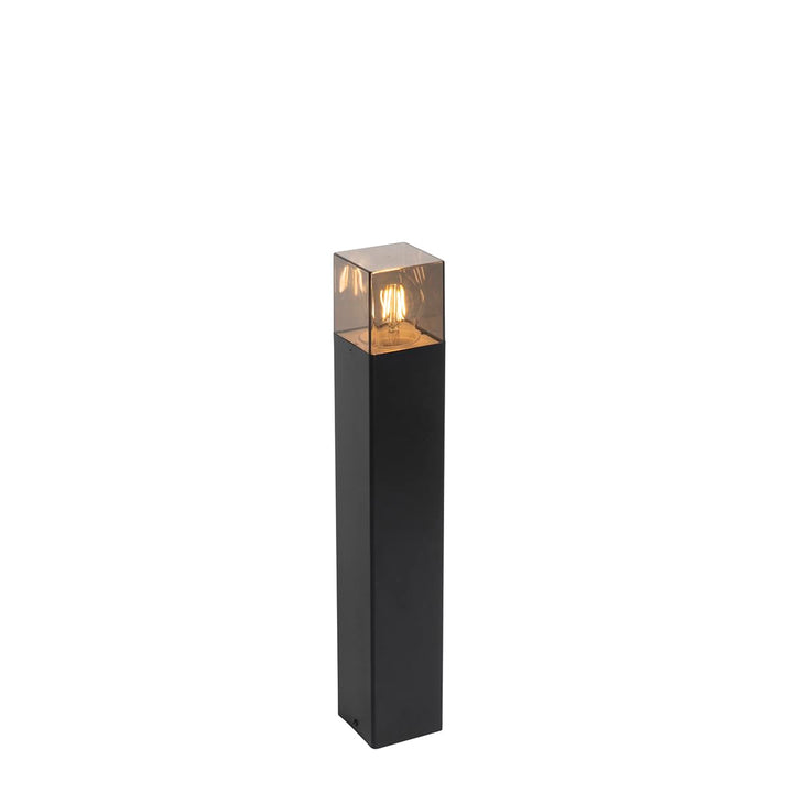 Qazqa - Modern Stehende Aussenlampe schwarz 50 cm IP44 mit Rauchglaseffekt - Dänemark I Aussenbeleuc