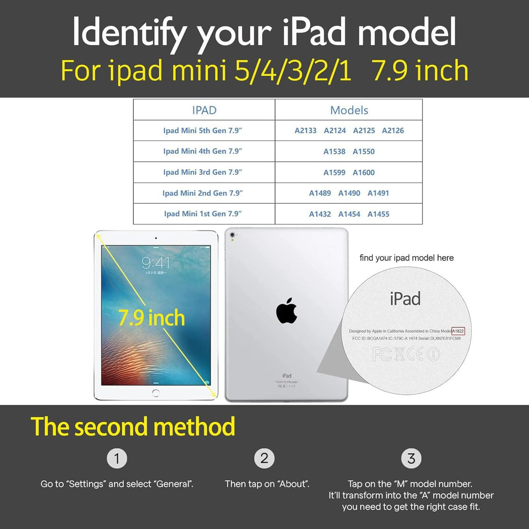 Gexmil Hülle für iPad Mini 5./4./3./2./1. Generation 2019/2015/2014/2013/2012 7,9 Zoll Echt Leder Hü