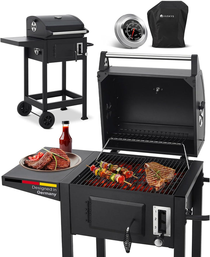 Juskys Holzkohlegrill Missouri mit Deckel - Grosse Grillfläche, Grillrost, variable Kohlewanne - Hol