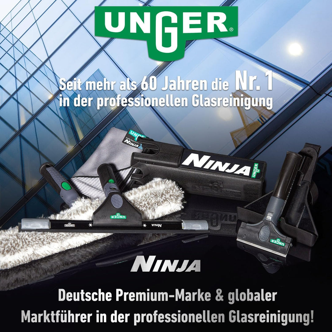 UNGER ErgoTec Ninja Fensterreinigungs Starter-Set 2in1 (inkl. Einwascher + Abzieher, für professione