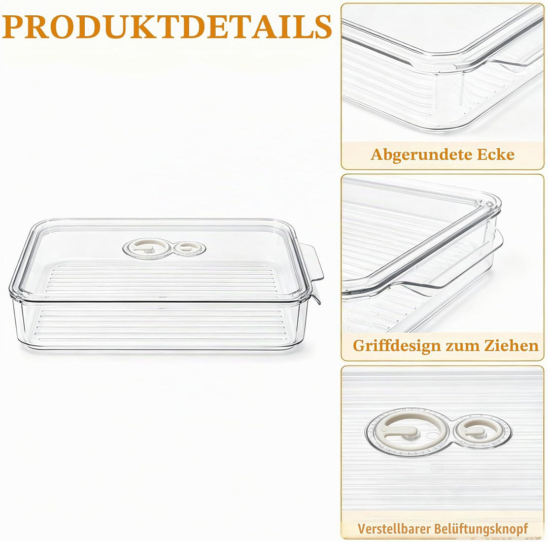 Keksdose transparente mit Deckel Dichtung 2er Set, Keksdosen mit Datumsanzeige und Griff, Gebäckdose