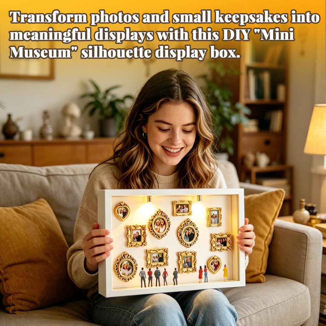 DIY Mini Museum Silhouettenbox mit Licht, Shadow Box Bilderrahmen Set, Museum of us, Foto Erinnerung