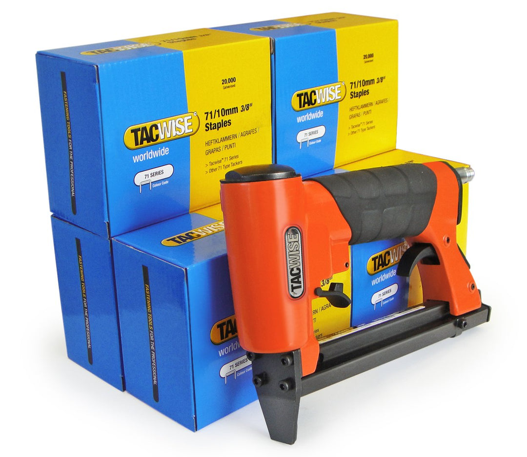 Tacwise 1190 A7116V Druckluft-Polstertacker & 71/10mm Klammern, Set (6 x 20.000) A7116V + 6 x 20.000