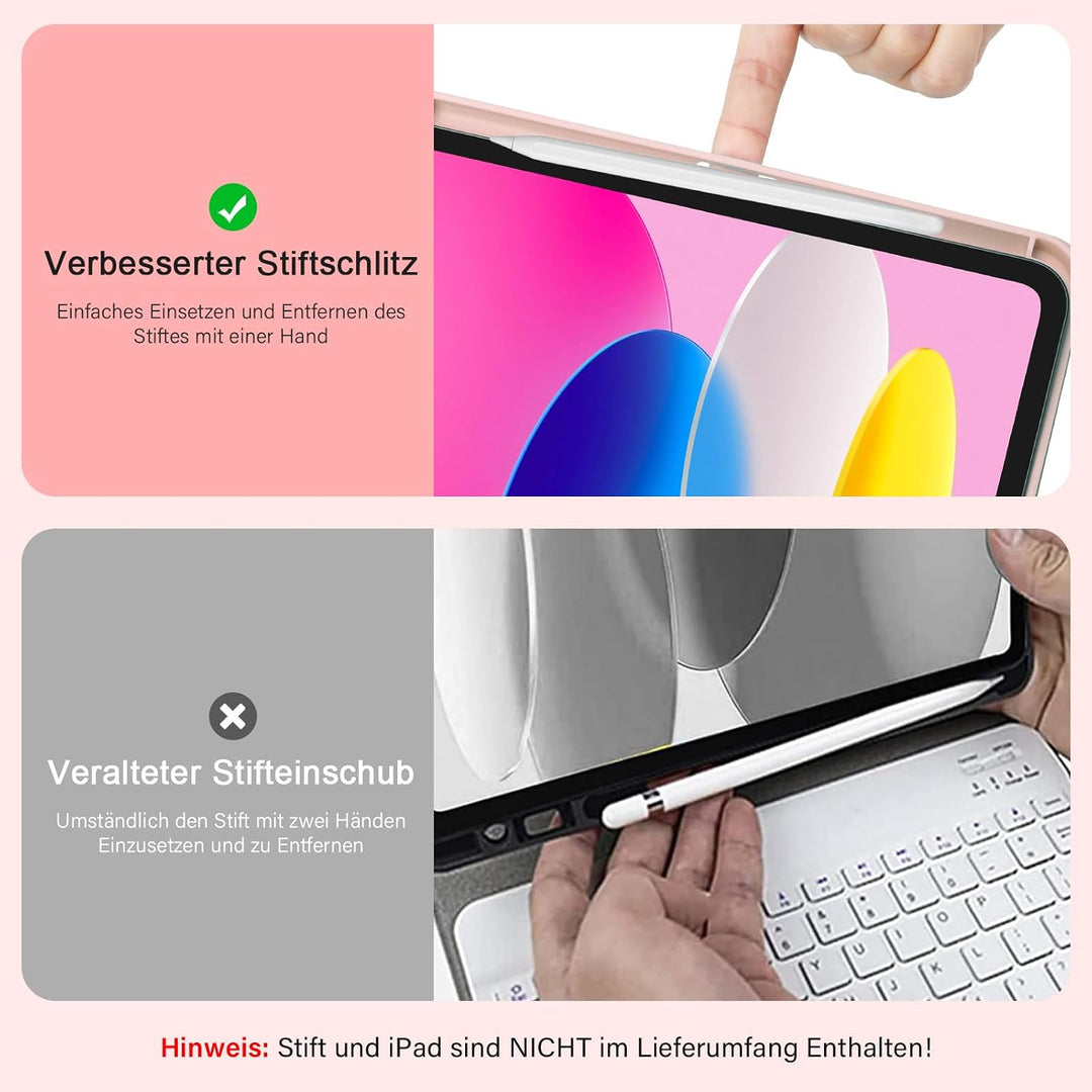 CC Store Hülle mit Tastatur für iPad A16 11 Generation 2025/10 Generation 2022 (11/10.9 Zoll), Magne