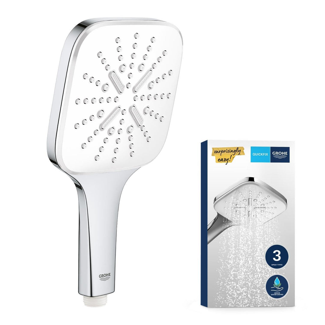 GROHE Vitalio SmartActive 130 Cube - Handbrause (wasserpsarend, 3 Strahlarten, Antikalk-System), chr