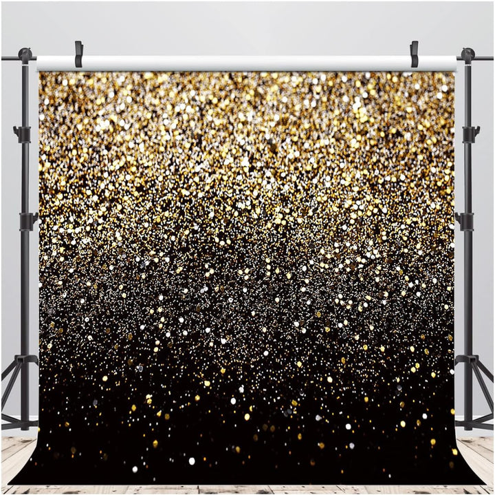 AIIKES 10x10FT Goldene Bokeh Fotografie Hintergrund Schwarz und Gold Glitter Hintergrund Hochzeit Fa