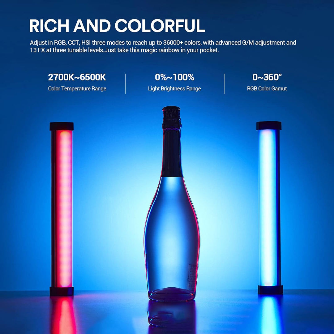 Godox TL30 RGB LED-Licht Stick, CRI 97 und TLCI 99, Tube Light mit RGB/CCT/HSI/FX-Modus, 2700k-6500K