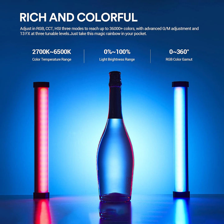 Godox TL30 RGB LED-Licht Stick, CRI 97 und TLCI 99, Tube Light mit RGB/CCT/HSI/FX-Modus, 2700k-6500K