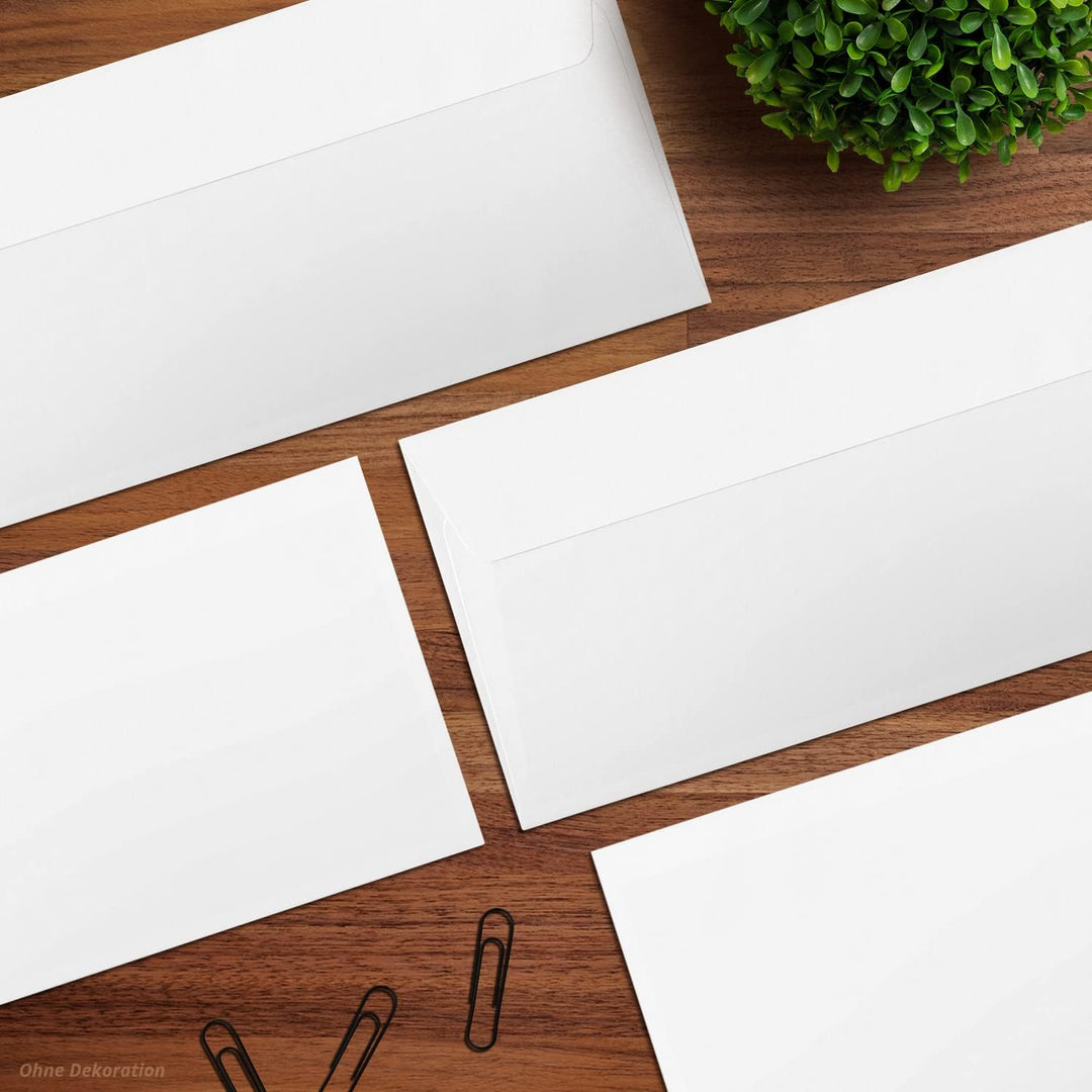 Briefumschläge DIN LANG weiss | 500 Stück | selbstklebend ohne Fenster | Umschläge in PREMIUM Qualit