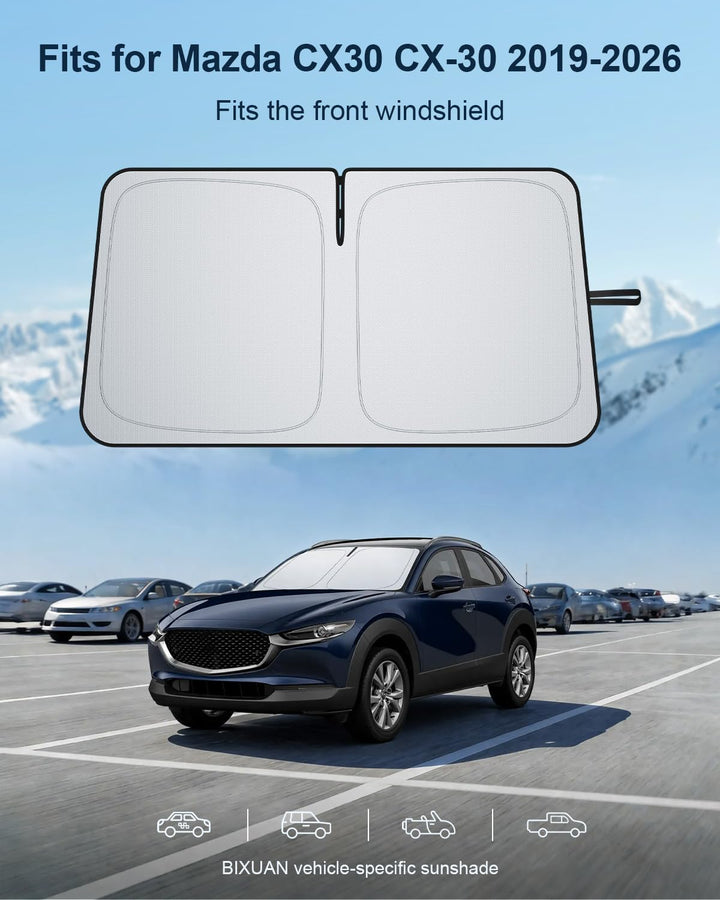BIXUAN Frontscheiben-Sonnenschutz kompatibel mit Mazda CX30 CX-30 2019-2025 2026 Auto Sonnenschutz A