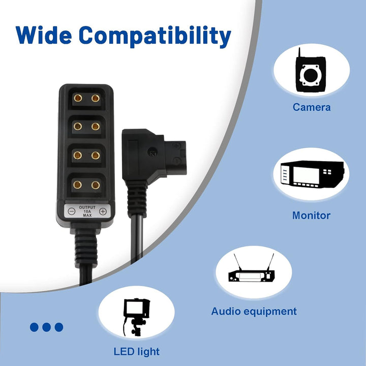 Alvin's Cables Dtap Verteiler D-Tap Splitter D-Tap-Stecker auf 4-Port-Dtap-Buchse Stromkabel für V-M