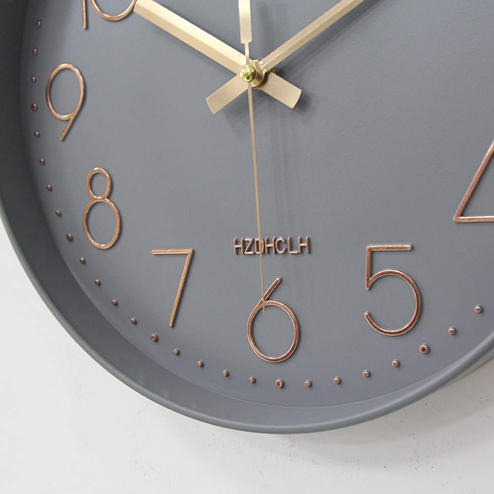 HZDHCLH 30cm Gross Wanduhr lautlos ohne Ticken für Zuhause, Küche, Büro und Schule (Aschgold), Aschg