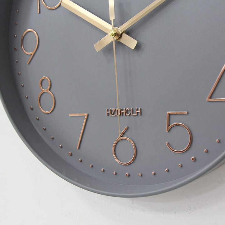 HZDHCLH 30cm Gross Wanduhr lautlos ohne Ticken für Zuhause, Küche, Büro und Schule (Aschgold), Aschg