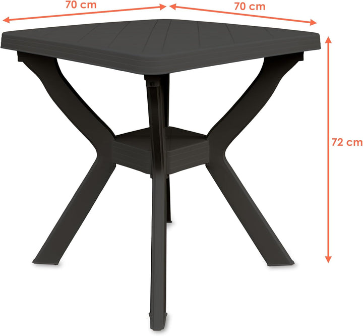 Spetebo Kunststoff Gartentisch quadratisch 70 cm - anthrazit - Campingtisch im klassischen Design -