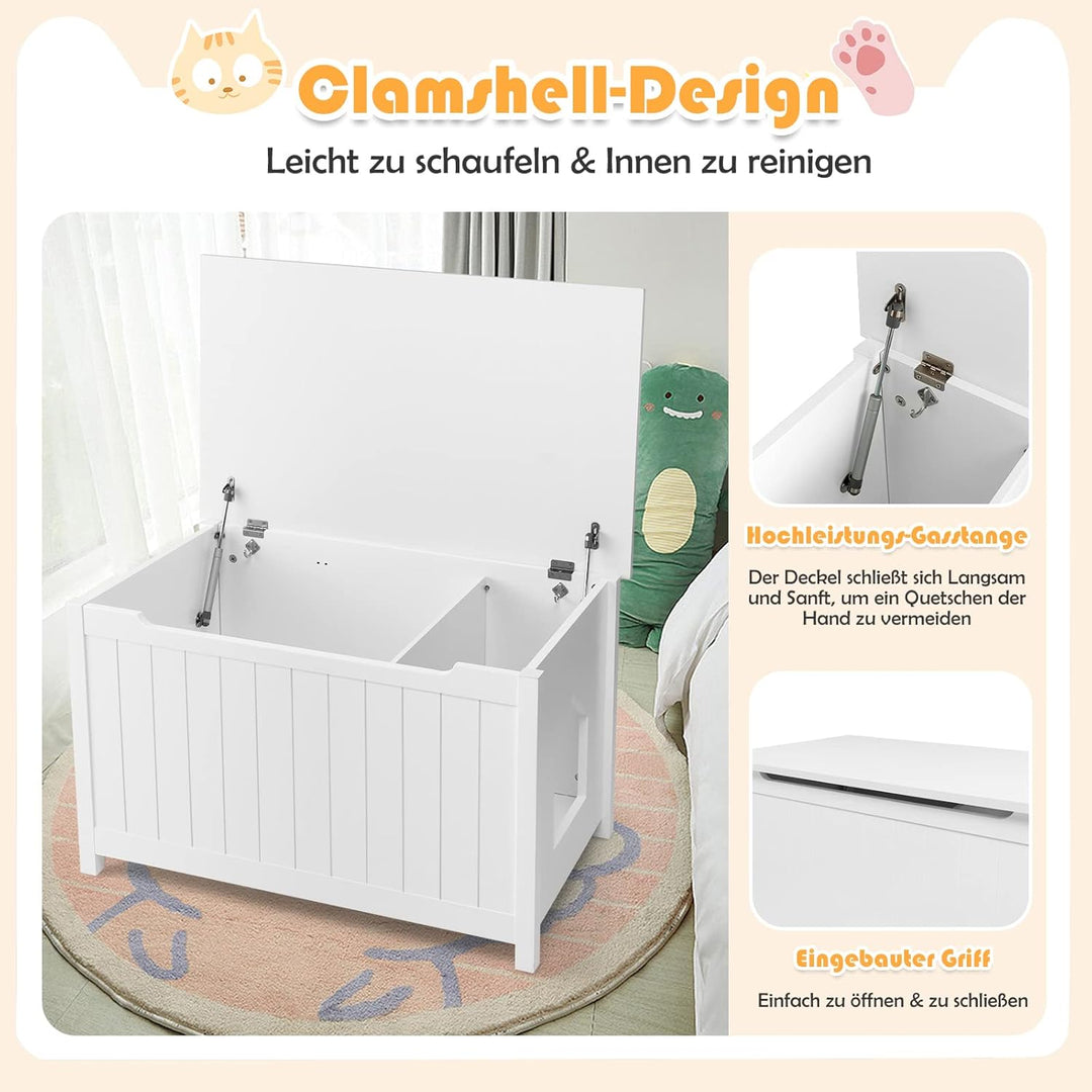 COSTWAY Katzenschrank für Katzentoilette, Katzenklo Schrank mit Eingang &amp; Klappdeckel, Katzenhöhle m