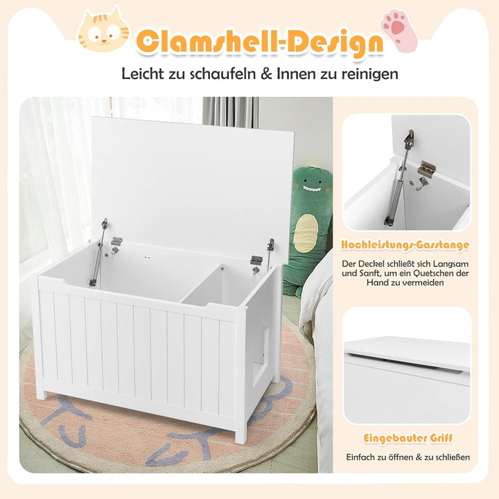 COSTWAY Katzenschrank für Katzentoilette, Katzenklo Schrank mit Eingang &amp; Klappdeckel, Katzenhöhle m