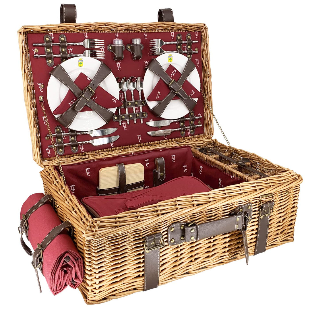 Les Jardins de la Comtesse - Picknickkoffer aus Weide und Leder Champs-Elysées Bordeaux - 4 Personen