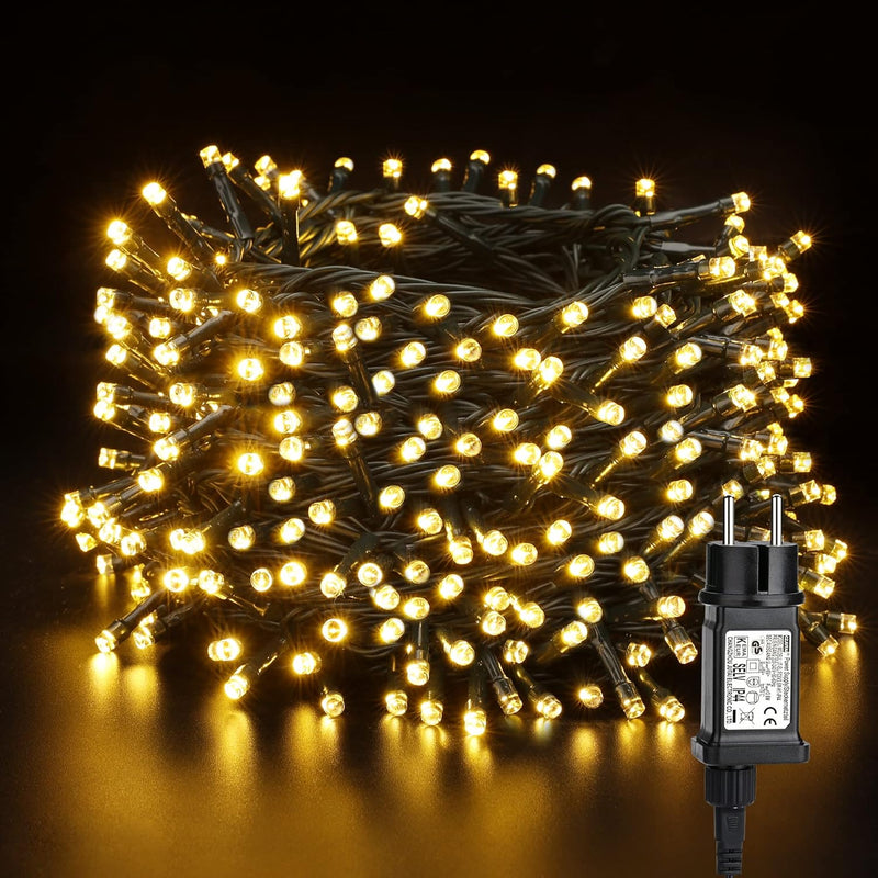 BrizLabs Weihnachten Lichterkette Aussen, 50M 500 LED Weihnachtsdeko Lichterkette Warmweiss Strom 8