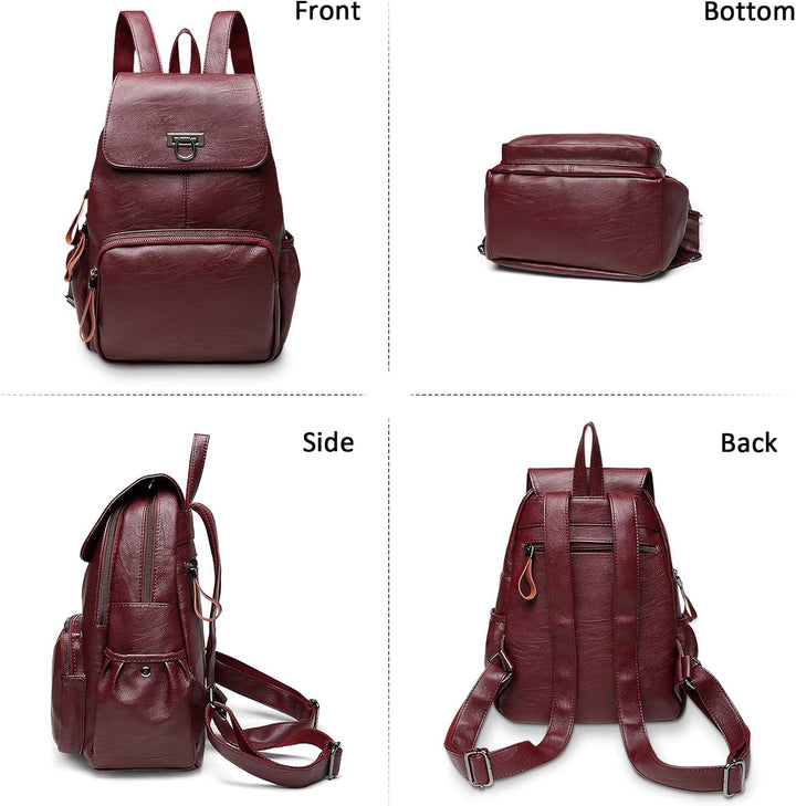 DIRRONA Rucksack Damen Elegant Rucksack im Klappdesign Casual Damen Schultertaschen PU Leder Wasserd