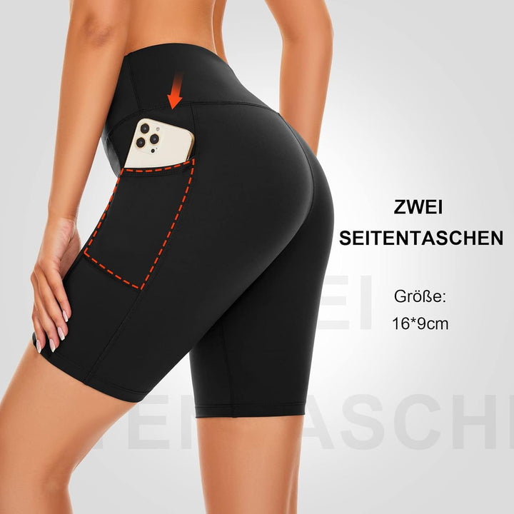 SIMIYA Radlerhose Damen, Kurze Leggings mit Handytasche Blickdichte High Waist Sporthose Damen Kurz,