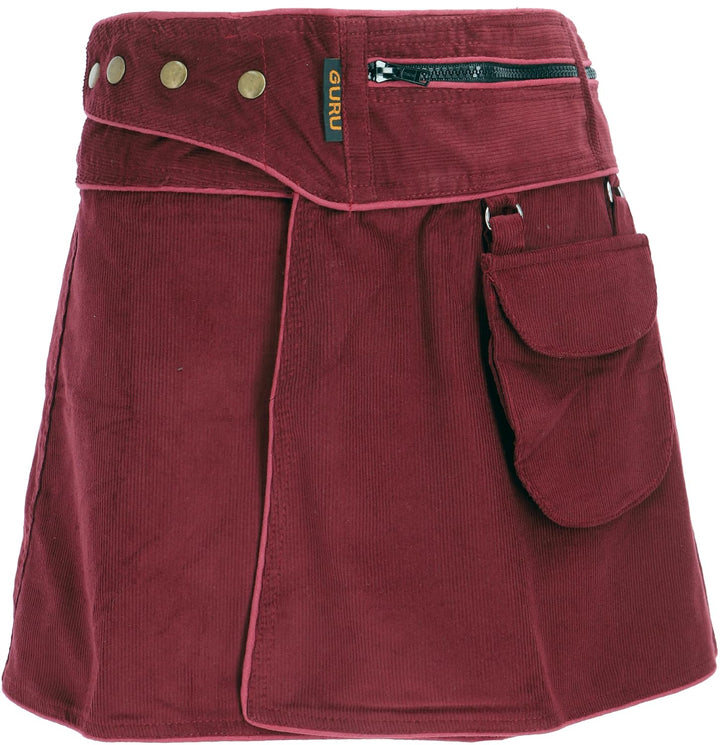 GURU SHOP Wickelrock, Cord Minirock, Damen, Baumwolle 38 Weinrot, 38 Weinrot