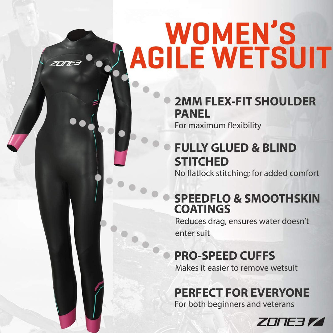 Zone3 Agile Neoprenanzug Damen schwarz