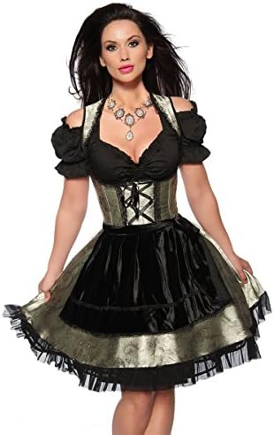Dirndline Dirndlkleid, Schürze grün/schwarz XS Grün/Schwarz, XS Grün/Schwarz