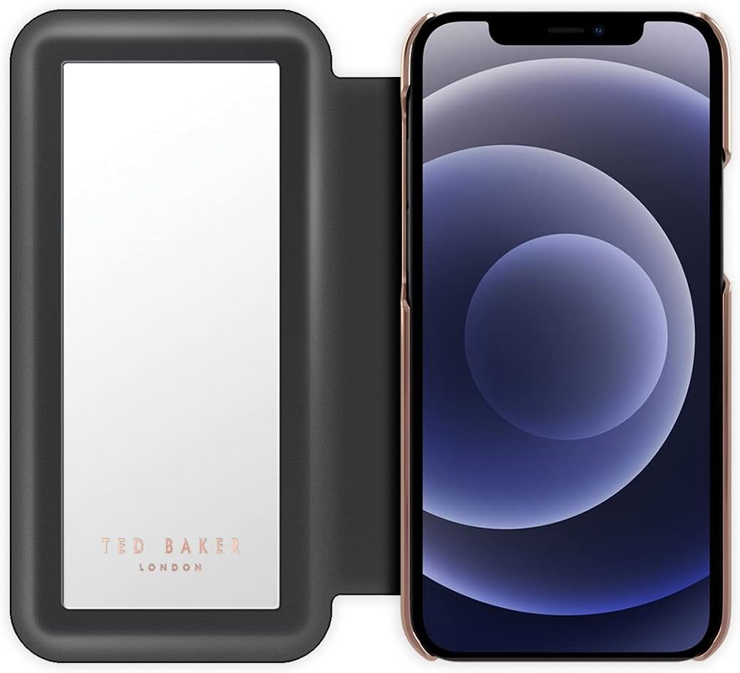 Ted Baker Mirror Folio Schutzhülle für iPhone 13, Porzellan, Rosa (Schwarz), iPhone 13