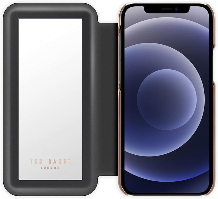 Ted Baker Mirror Folio Schutzhülle für iPhone 13, Porzellan, Rosa (Schwarz), iPhone 13