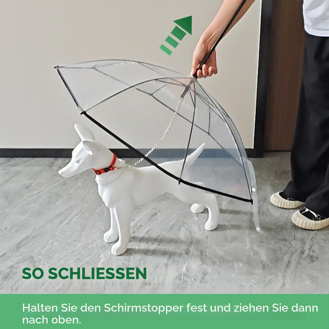 Enjoying Hunde Regenschirm für Kleine Hunde, Kleiner Hundeschirm mit Leine, Regenschirm für Hunde Sp