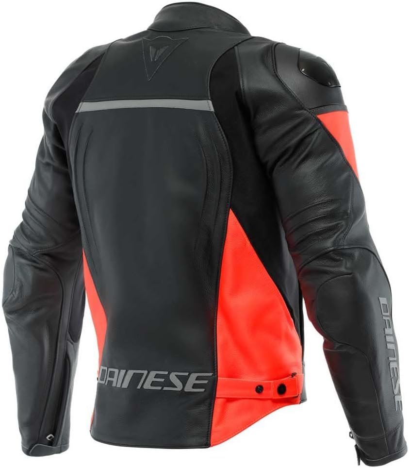 Dainese Racing 4 Motorrad Lederjacke, schwarz/rot, 52 52 BLACK/FLUO-RED, 52 BLACK/FLUO-RED