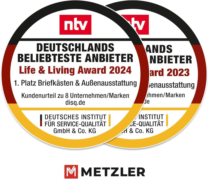 Metzler Briefkasten pulverbeschichtet in Tiefschwarz RAL9005 - Wandbriefkasten mit Zeitungsfach - Po