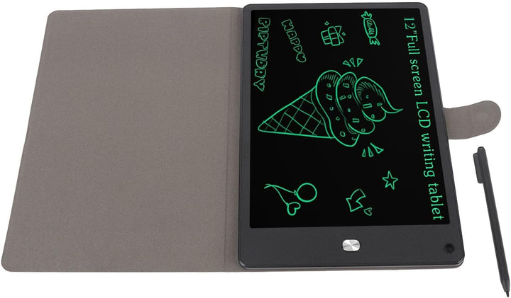 Topiky 12 Zoll LCD Tablet mit PU Hülle und Stift, Digitaler Vollbildnotiz für Kinder und Erwachsene,