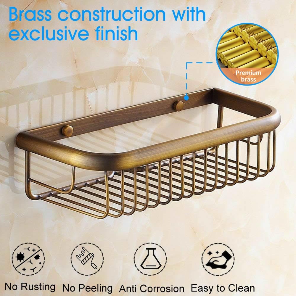 Duschkorb Messing Duschablage für Bad und Küche, Antik, Wandmontage, Antik