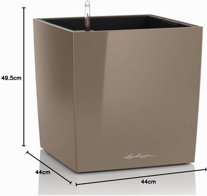 LECHUZA CUBE Premium 50 taupe hochglanz 16565 49x49x49.5 cm Taupe Hochglanz, 49x49x49.5 cm Taupe Hoc