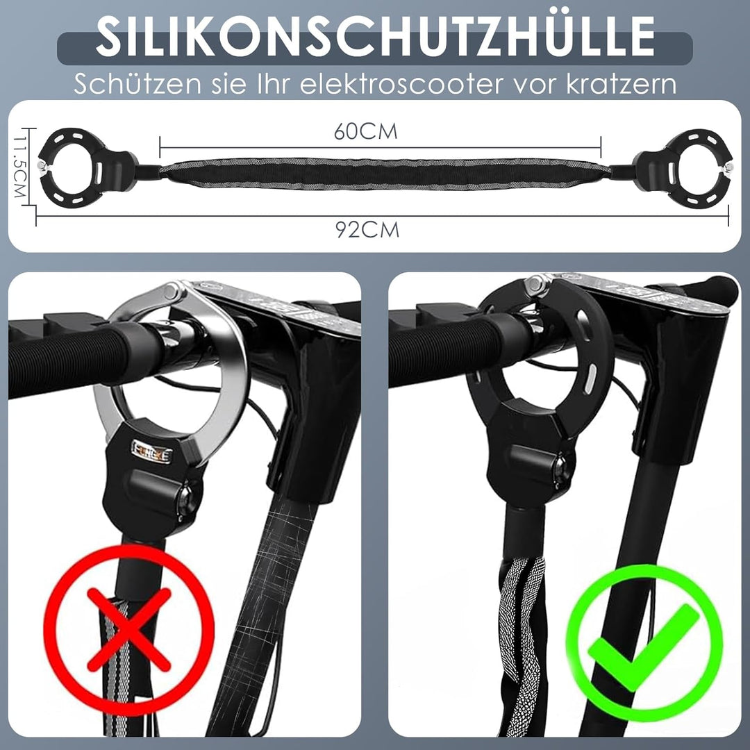 E Scooter Schloss, Schloss für E Scooter mit Silikonschutz Gegen Kratzer, Diebstahlschutz Handschell