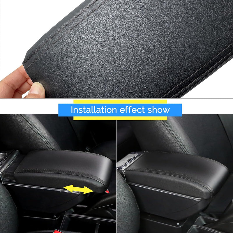 YJYWZH Armlehne Kompatibel mit Seat Ibiza 6j Ibiza 6L Armlehne Schwarzes Leder Aufbewahrungsbox Inne